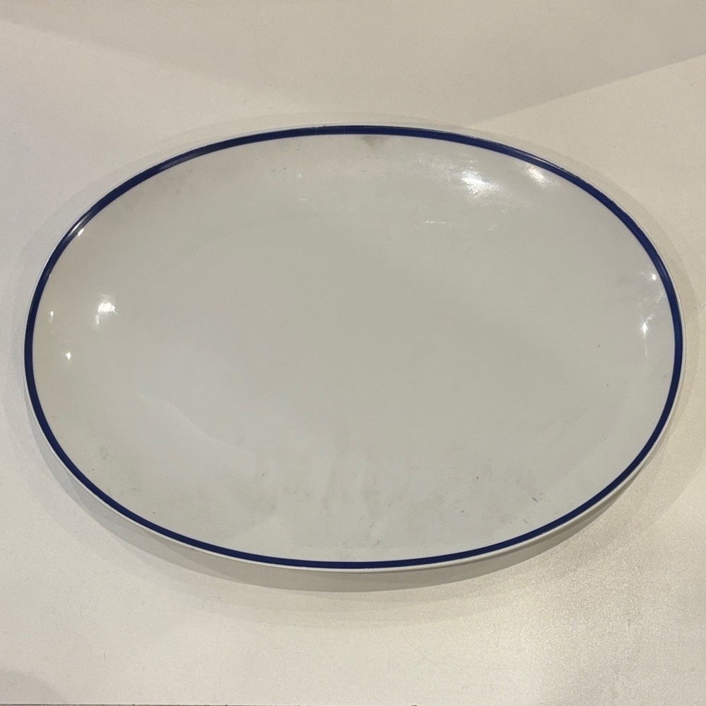 Rosenthal Oval Platter with Blue Brushed Cobalt Trim